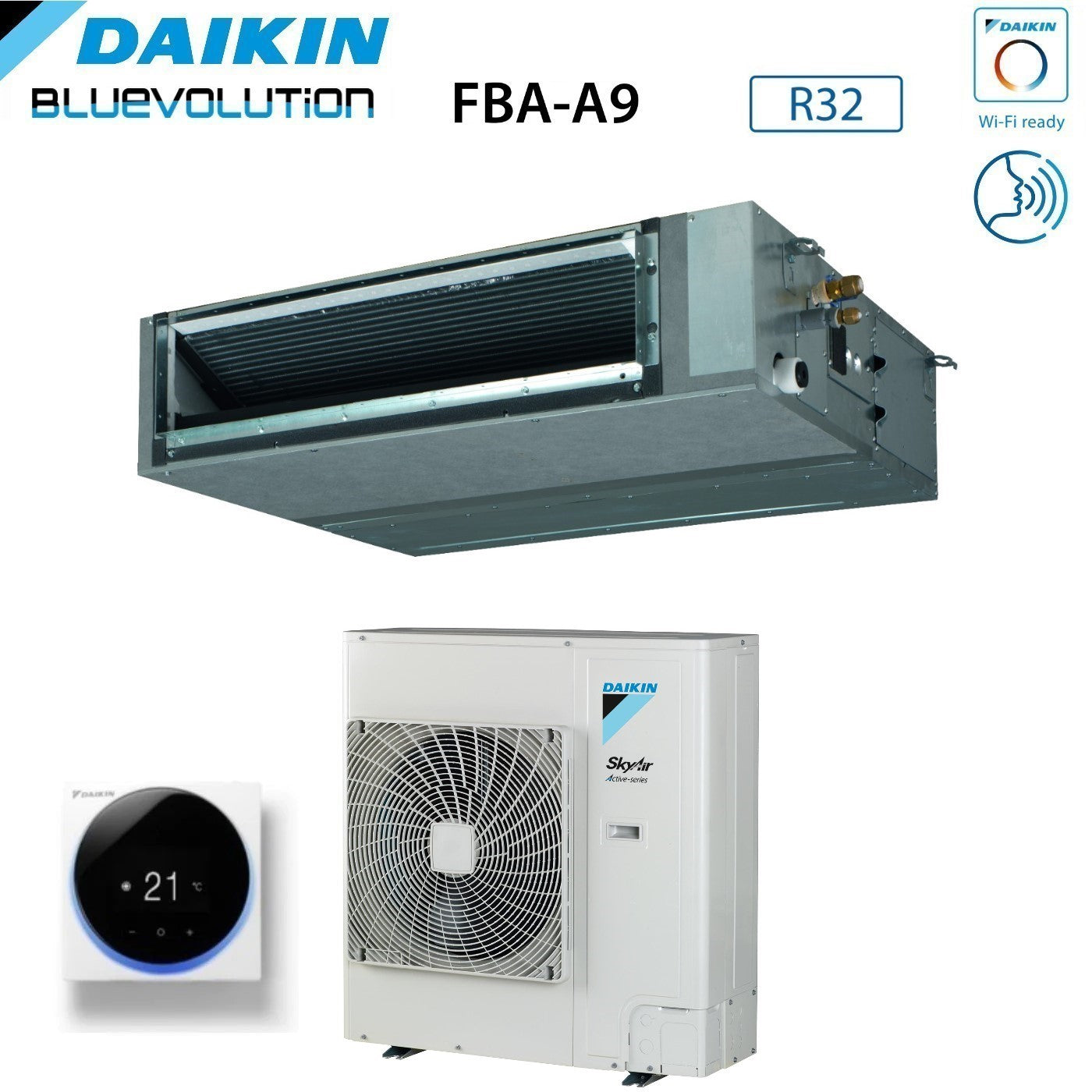 Daikin Bluevolution Ducted Air Conditioner Medium Head 36000 Btu FBA100A + RZASG100MV1 Single Phase R-32 Wi-Fi Optional