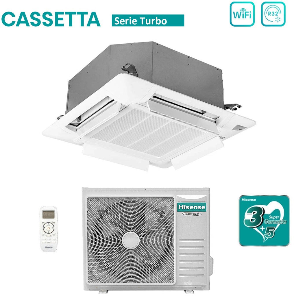 Hisense Inverter Cassette Air Conditioner TURBO series 24000 Btu ACT71UR4RJC8 + AUW71U4RK8 R-32 Optional Wi-Fi Class A++/A+ with Remote Control and Panel Included