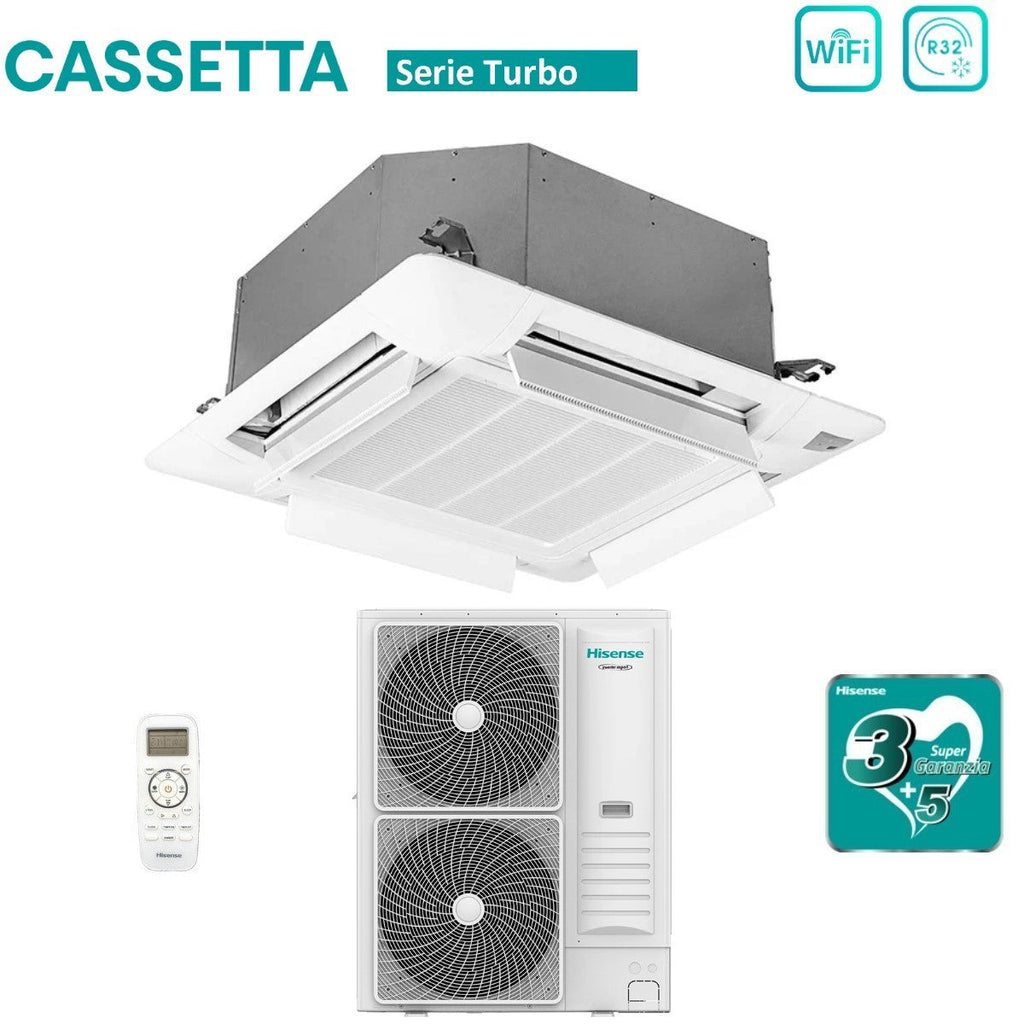 Hisense Inverter Cassette Air Conditioner TURBO series 48000 Btu AUC140UR4RKC8 + AUW140U6RN8 R-32 Wi-Fi Optional with Remote Control and Panel Included