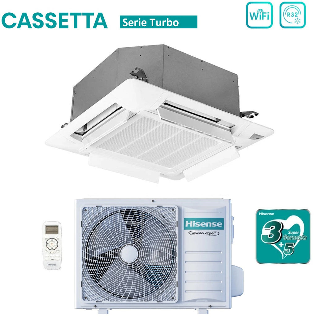 Hisense Inverter Cassette Air Conditioner TURBO series 9000 Btu ACT26UR4RCC8 + AUW26U4RS8 R-32 Optional Wi-Fi Class A++/A+ with Remote Control and Panel Included