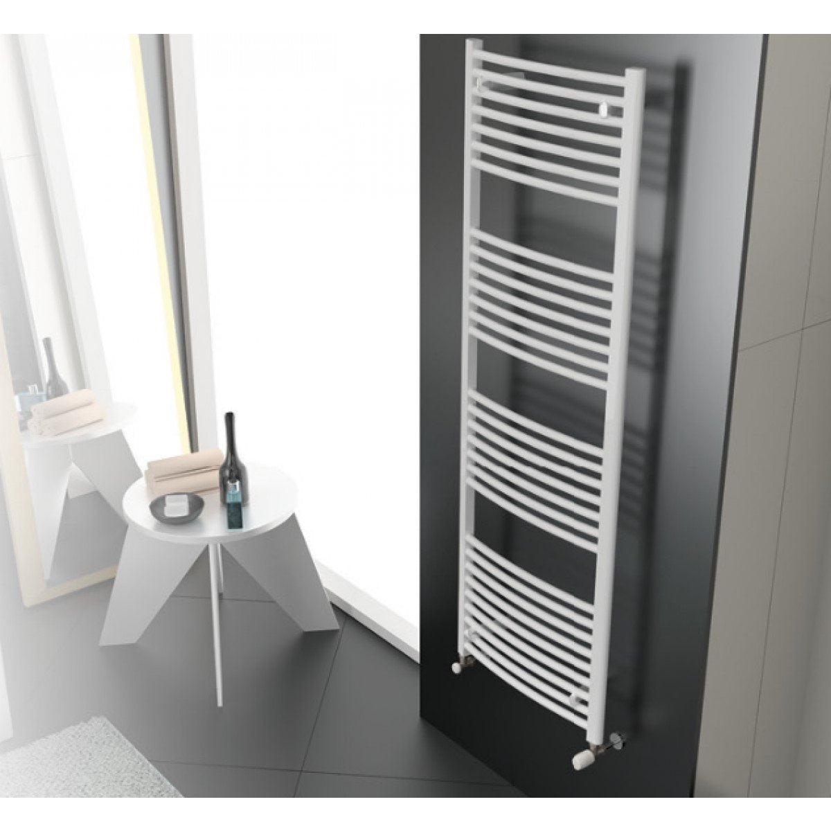 Cordivari Towel Warmer Radiator Model LISA 22 CURVED In White Painted Steel - Available in Various Sizes
