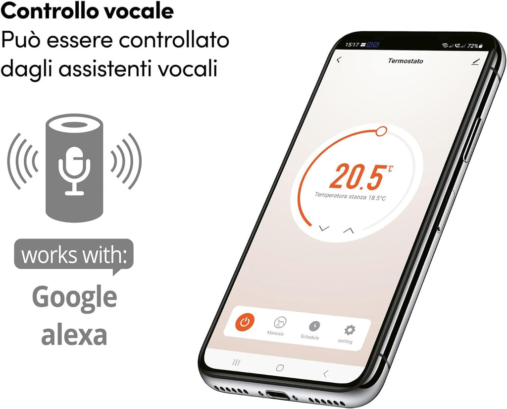 Beghelli Dom-e slimme klokthermostaat met touchdisplay en Wi‑Fi-lichtplaat 60048