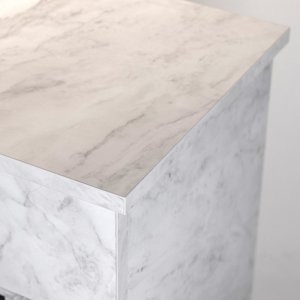 Camino a bioetanolo da terra BELLINI in legno effetto Marmo white Made in Italy L96 x P35 x H96
