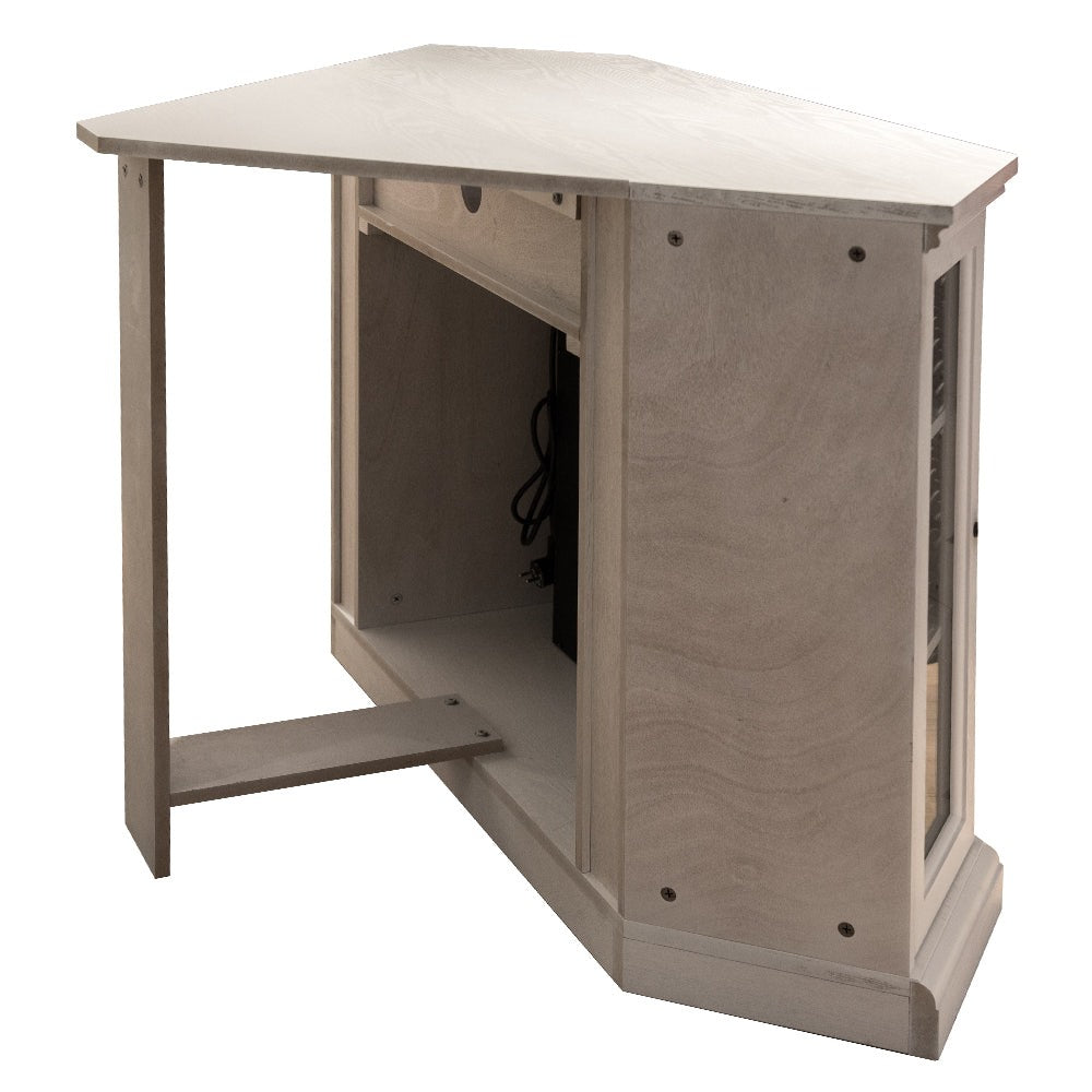 Camino elettrico caminetto da terra ad angolo MADISON in legno white L126 x P78 x H83