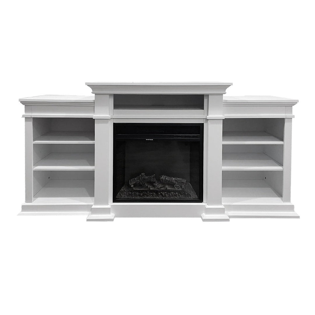 Camino elettrico caminetto da terra BIDEN in legno white L179 x P48 x H85