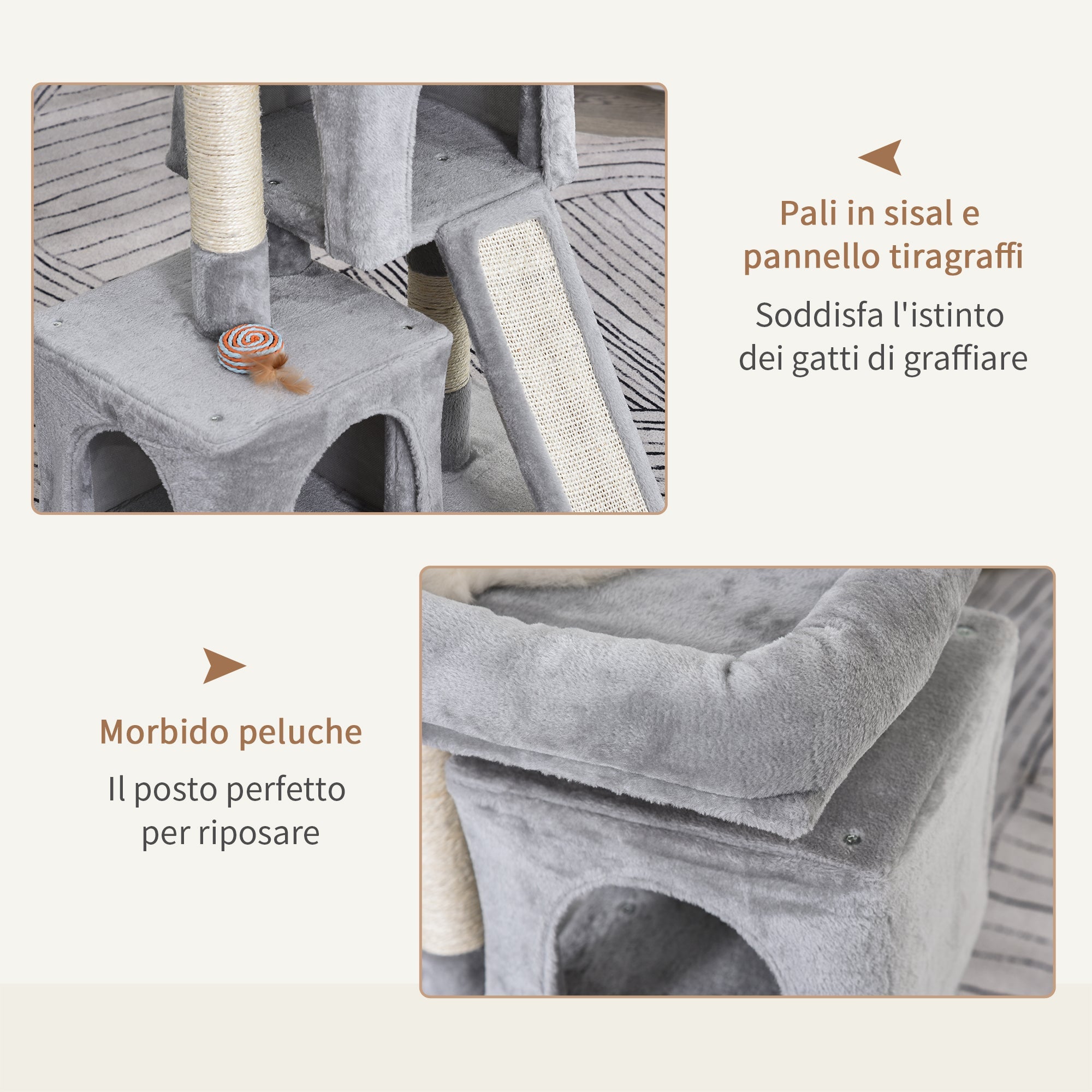 EASYCOMFORT Krabpaal voor katten 59x39x83 cm, grijs