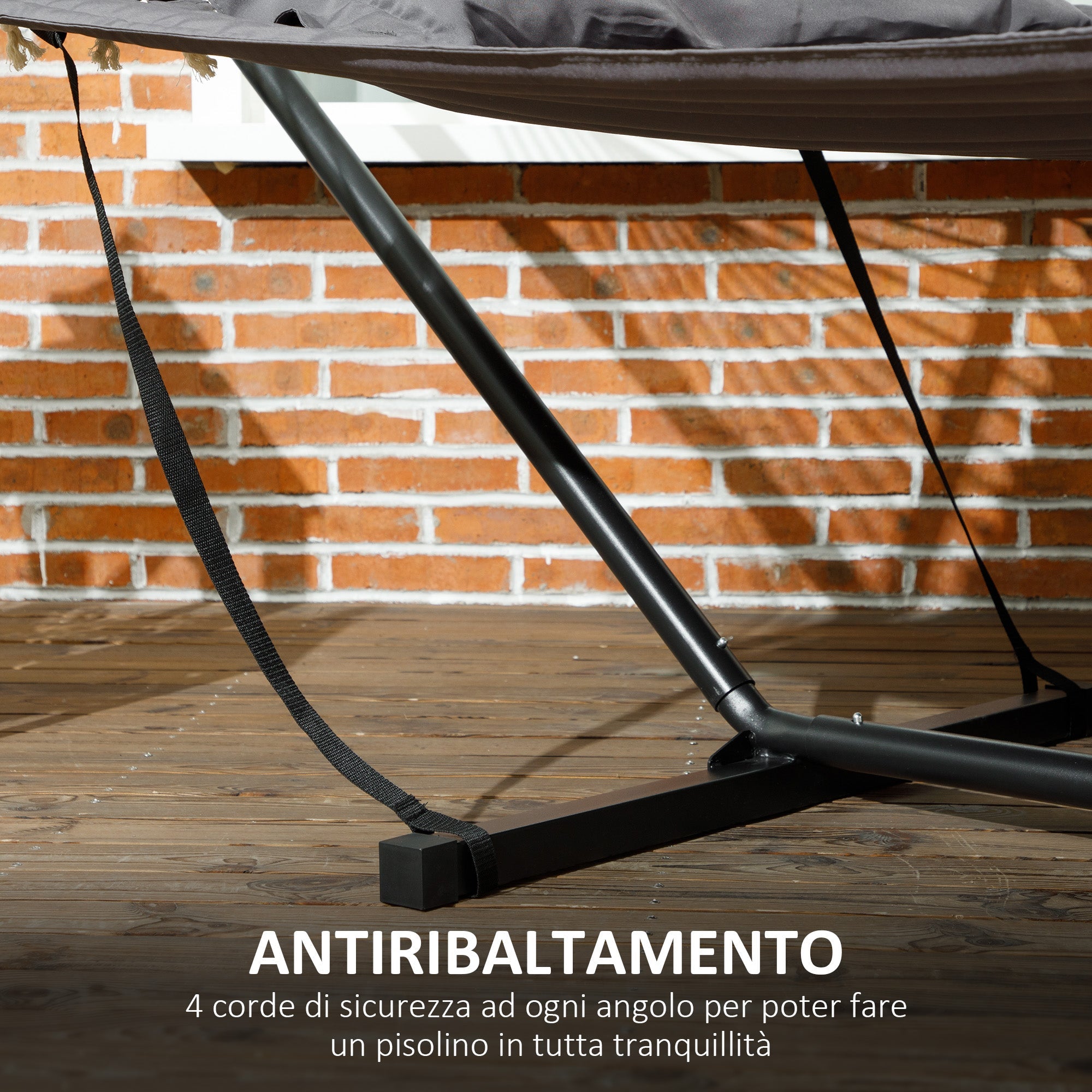 EasyComfort Hangmat met frame en geïntegreerd kussen 368x93x110 cm