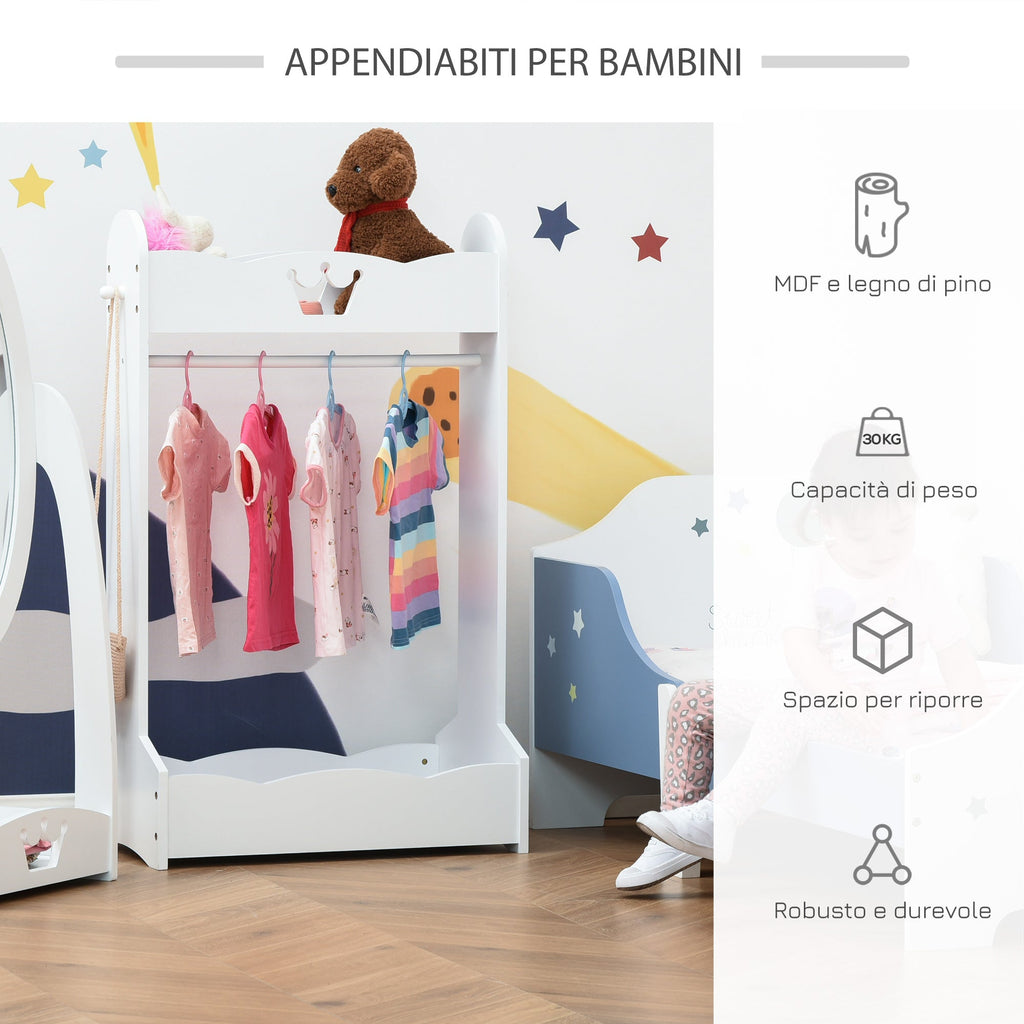 EasyComfort kinderkapstok met planken en zijhaken - wit