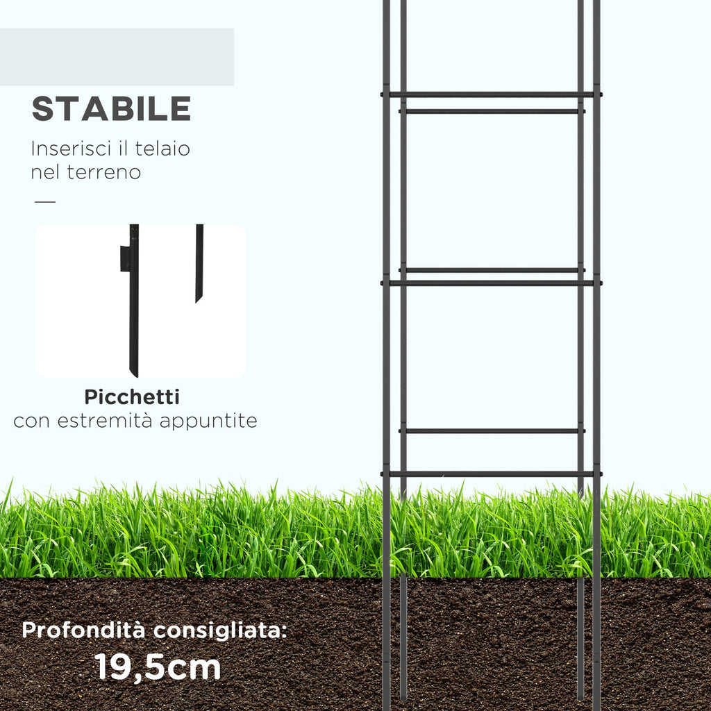 EasyComfort Arco per Rampicanti in Metallo per Giardino ed Esterni, 140x40x240cm, black