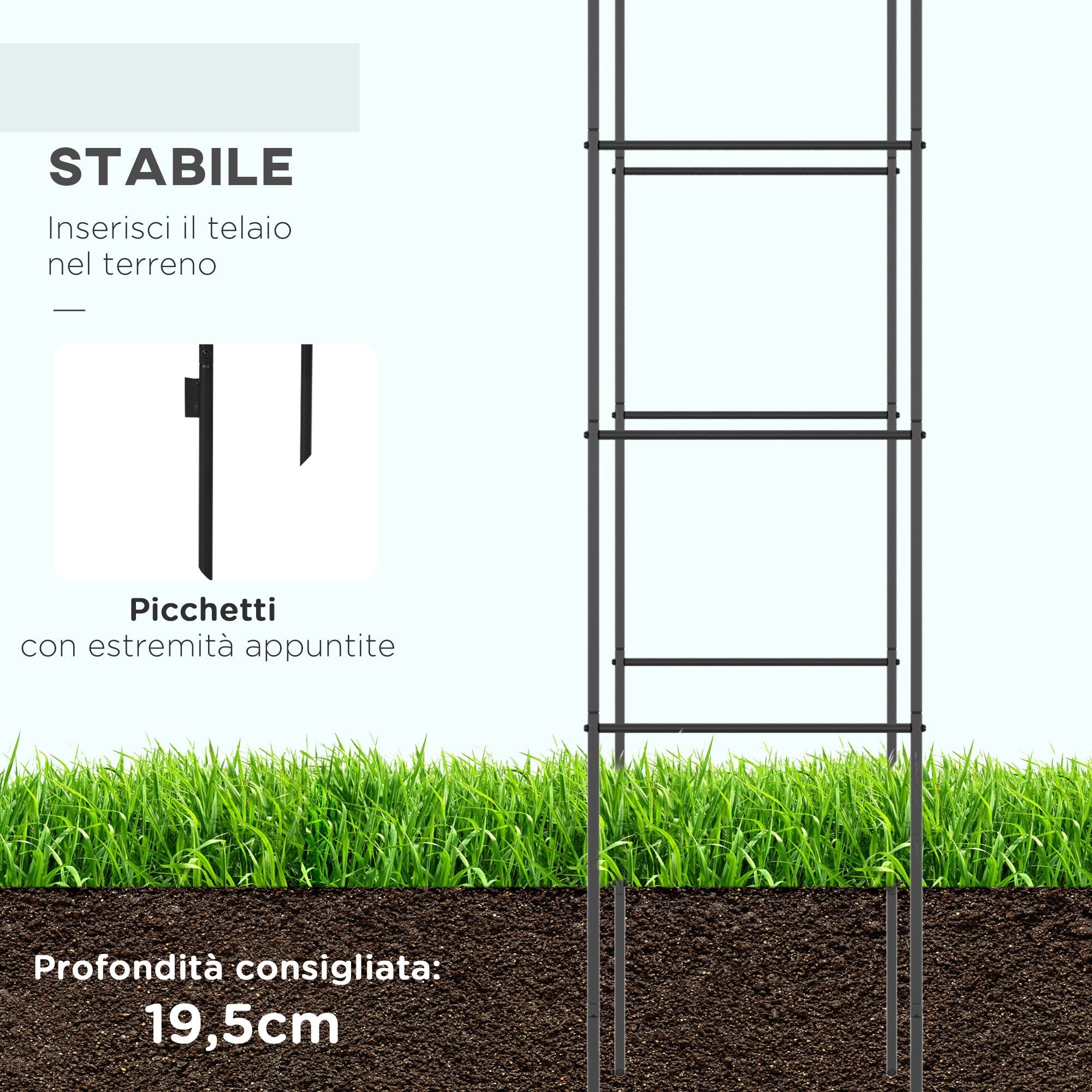 EasyComfort Arco per Rampicanti in Metallo per Giardino ed Esterni, 140x40x240cm, black