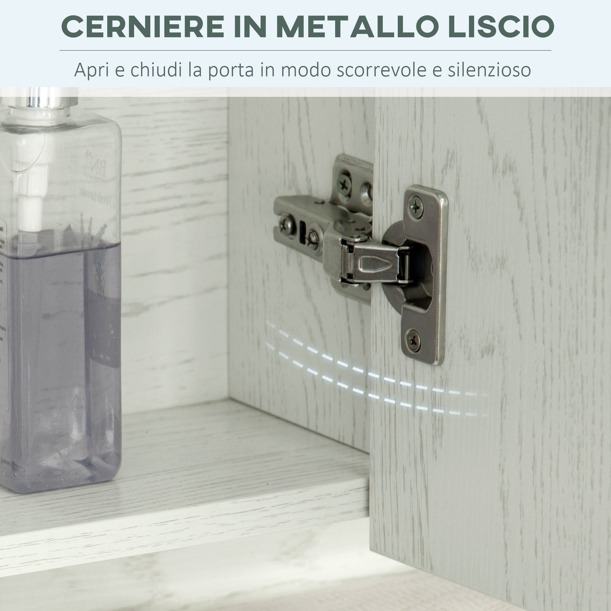 EasyComfort Armadietto Moderno da Bagno with Specchio a 4 Sezioni with Ripiani Regolabili, wall-mounted in Legno e Vetro, 90x15x75 cm, Grigio