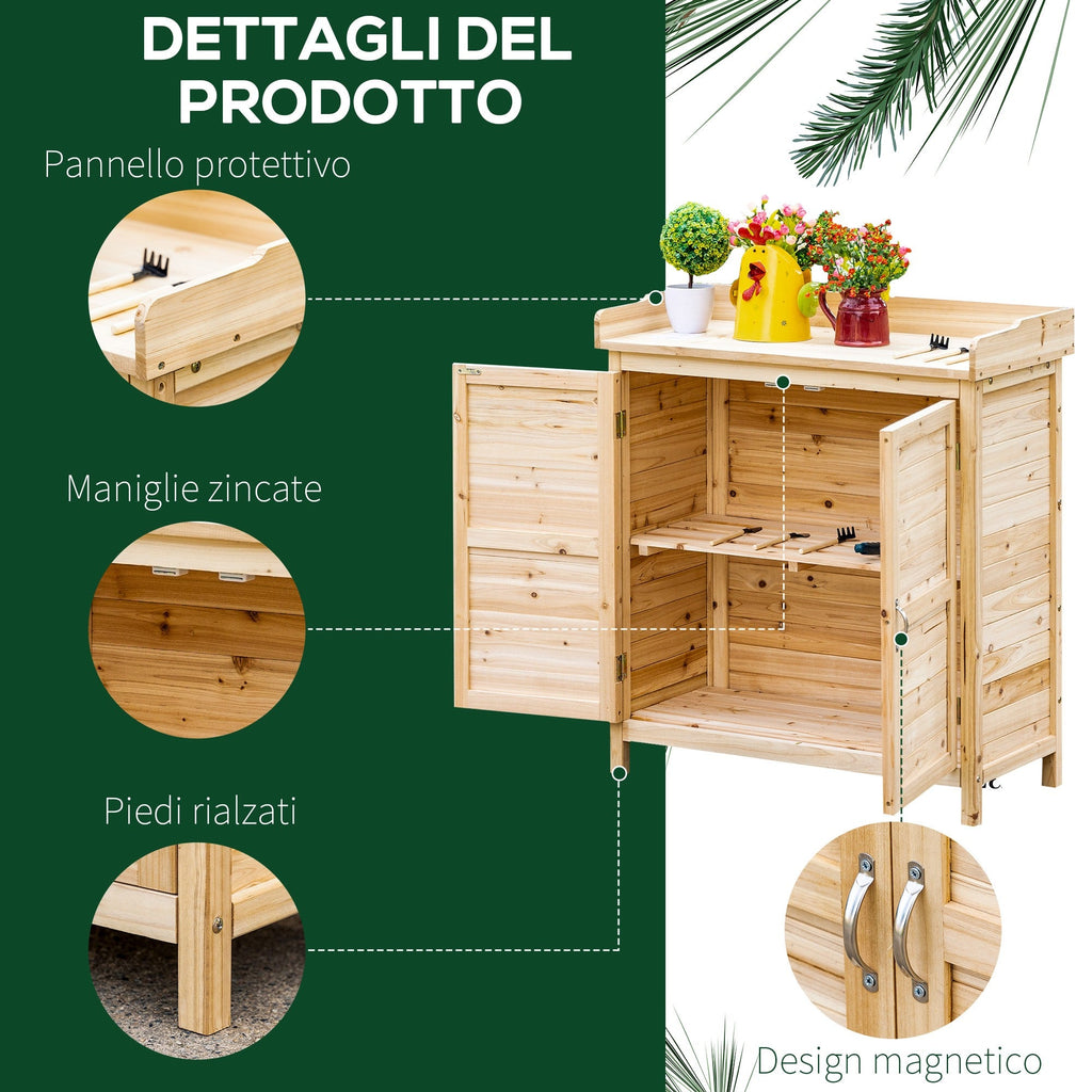 EasyComfort Buitenwandkast 2 schappen, 2-deurs vurenhout 83x40x92 cm