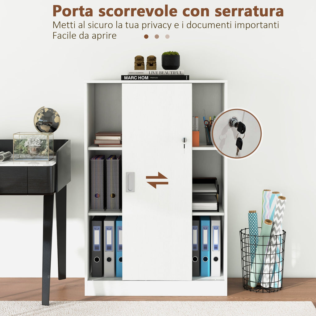EasyComfort Armadietto da Ufficio a 3 Ripiani with 2 Chiavi di Sicurezza, in Truciolato, 80x40x120 cm, white