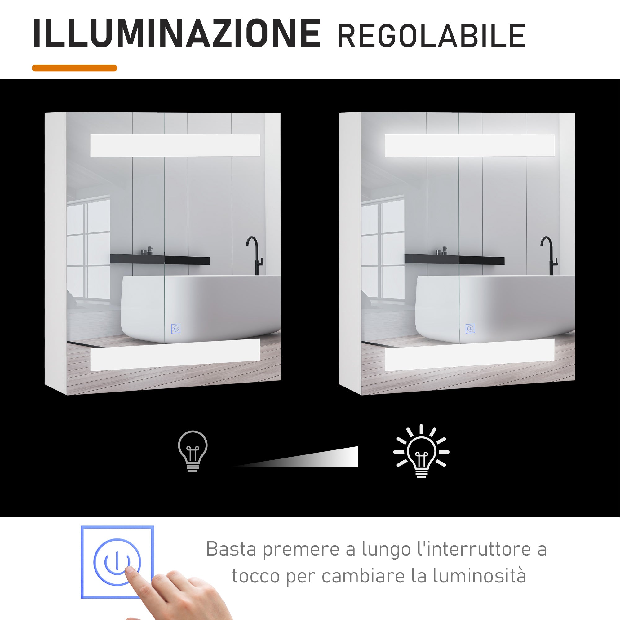 EasyComfort Hangend badkamerkast met spiegel en LED 60 x 50 x 15cm