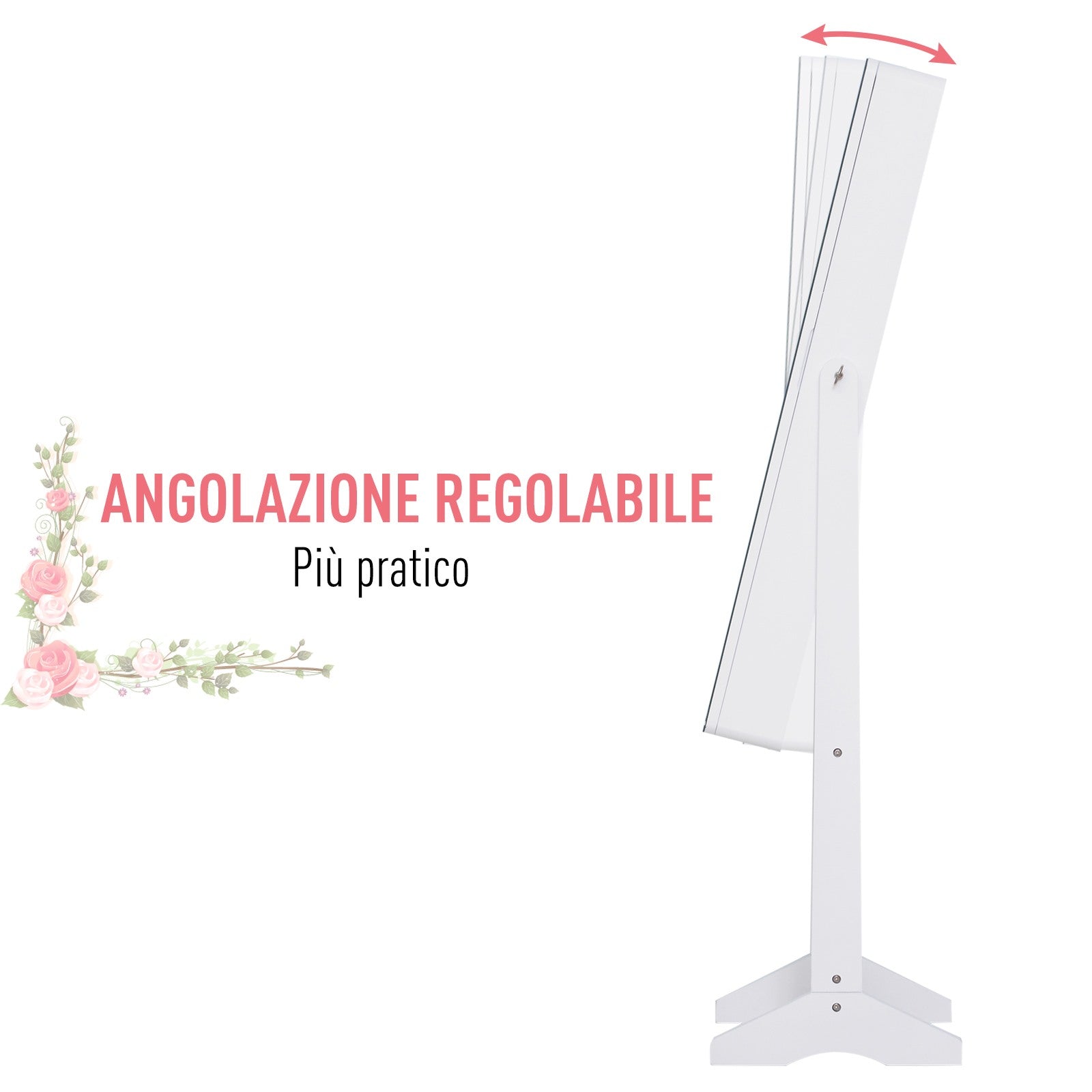 EasyComfort Sieradenkast met LED en verstelbare spiegel, 30x146x36 cm
