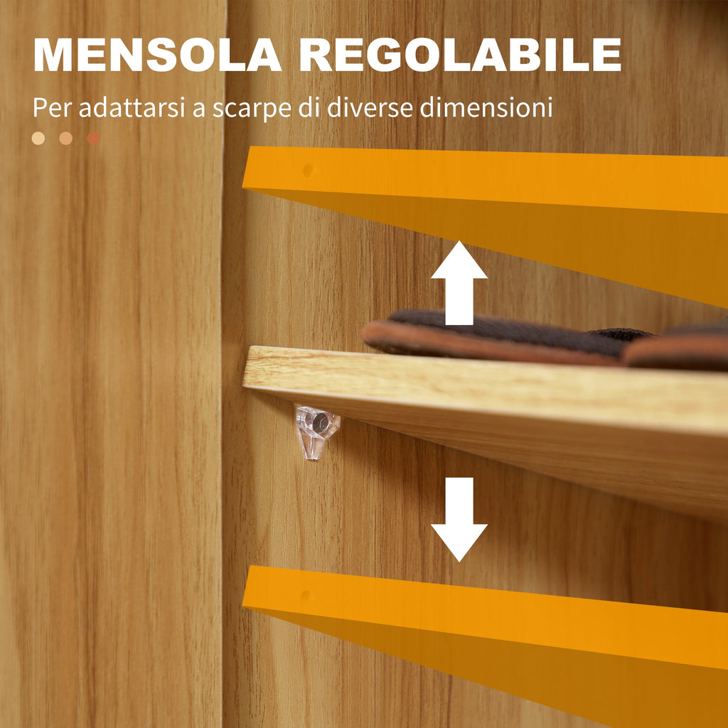 Easycomfort Armadio Scarpiera Salvaspazio e Moderno in Legno per 12 Paia with 4 Ripiani Aperti, 83x30x90 cm, Marrone Chiaro