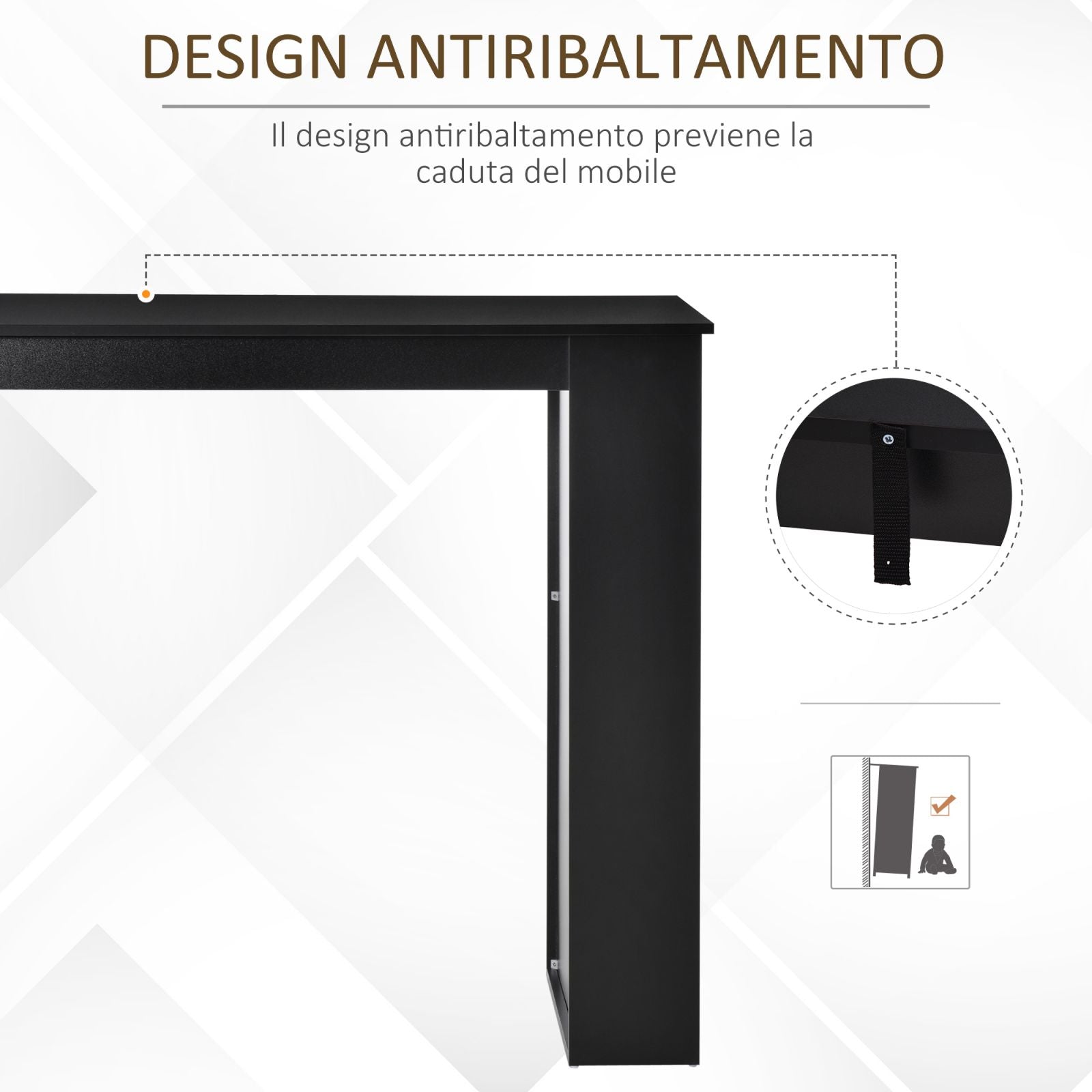 Easycomfort Bancone da Cucina Tavolo Alto with 3 Mensole in Legno, Tavolo da Bar Cucina Arredamento Moderno Casa e Bar, 112x57x106cm, black