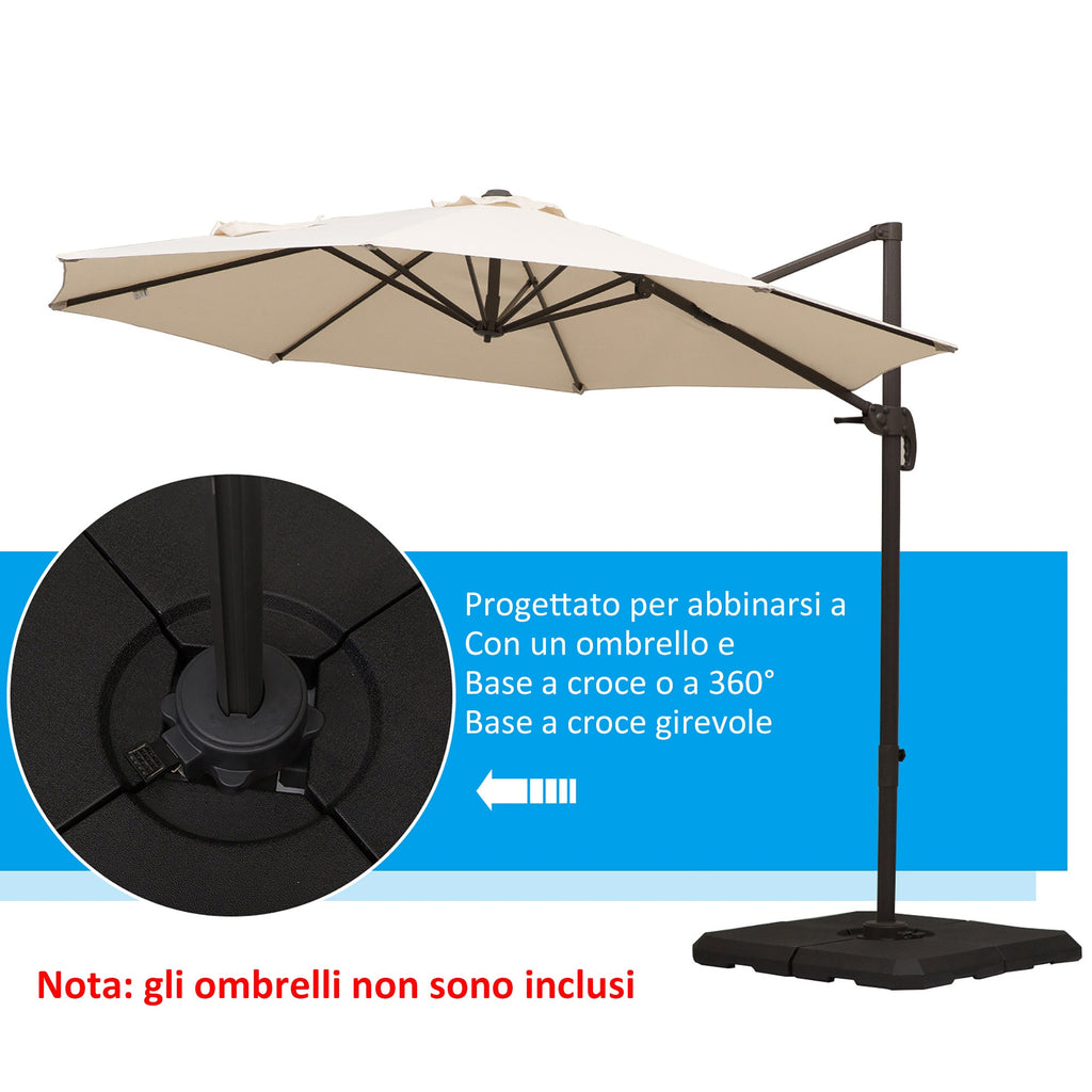 EasyComfort Base voor parasol met arm 4-delig 100x100 cm, zwart