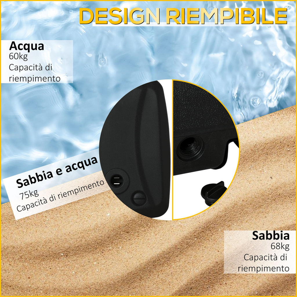 EasyComfort Base per Ombrellone a Braccio Riempibile fino a 75 kg with Base a T Inclusa, 80x60x17 cm, black
