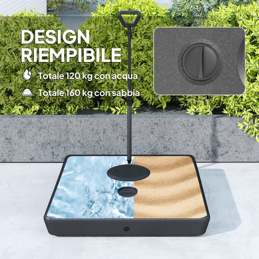 EasyComfort Basis voor zweefparasol HDPE, vulbaar tot 160 kg, 95x95x117 cm