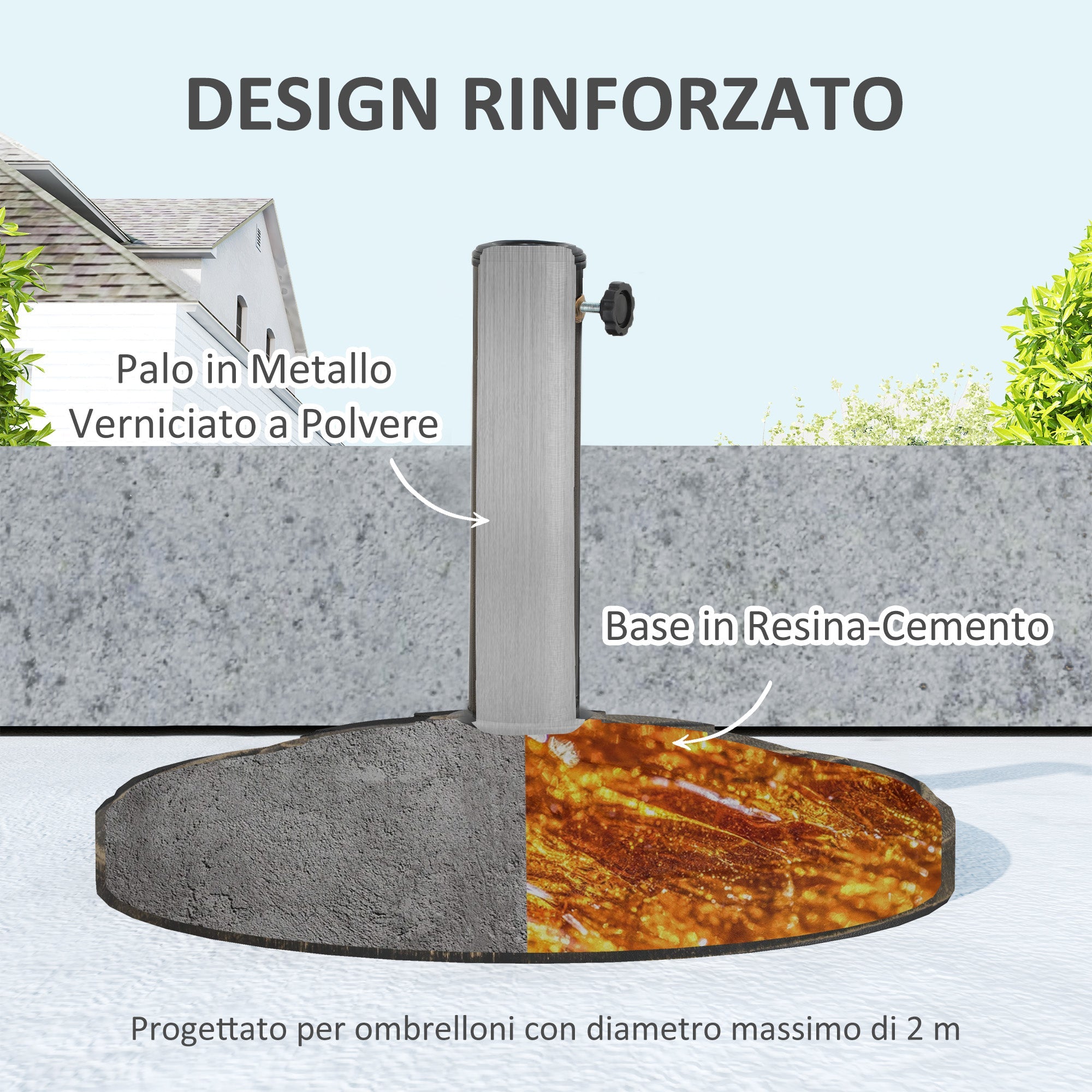 EasyComfort Base parasolvoet 12 kg Ø46x33 cm met fixeerknop, brons