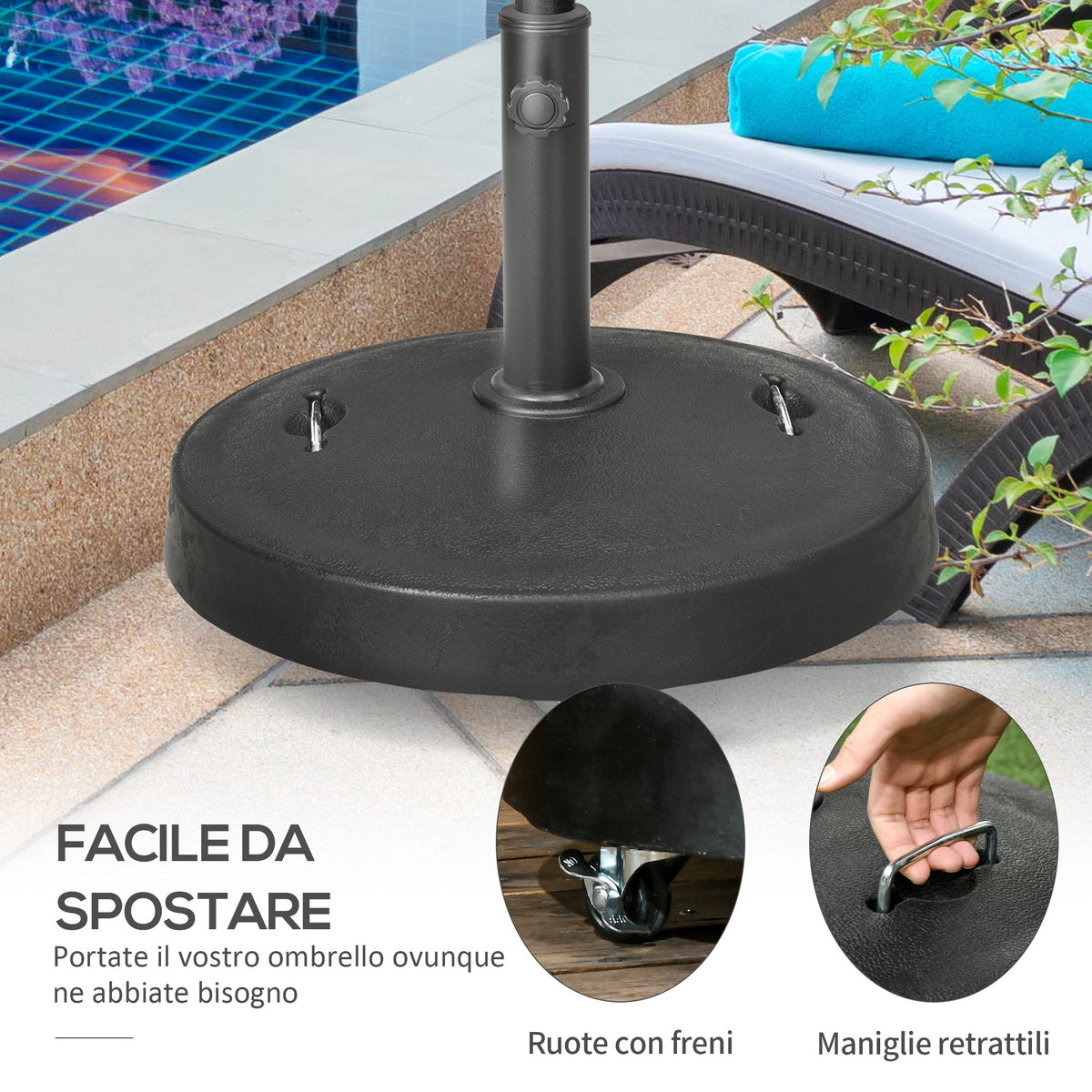 EasyComfort parasolvoet 23.5 kg met 2 handgrepen en 4 wielen