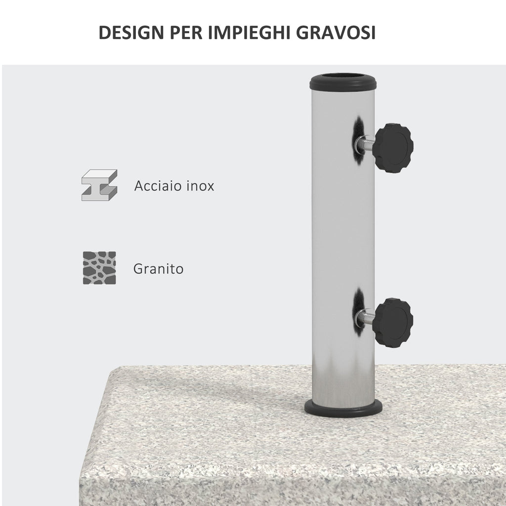 EasyComfort Base parasolvoet 25 kg voor palen Ø32/Ø38/Ø48, graniet/roestvrij staal