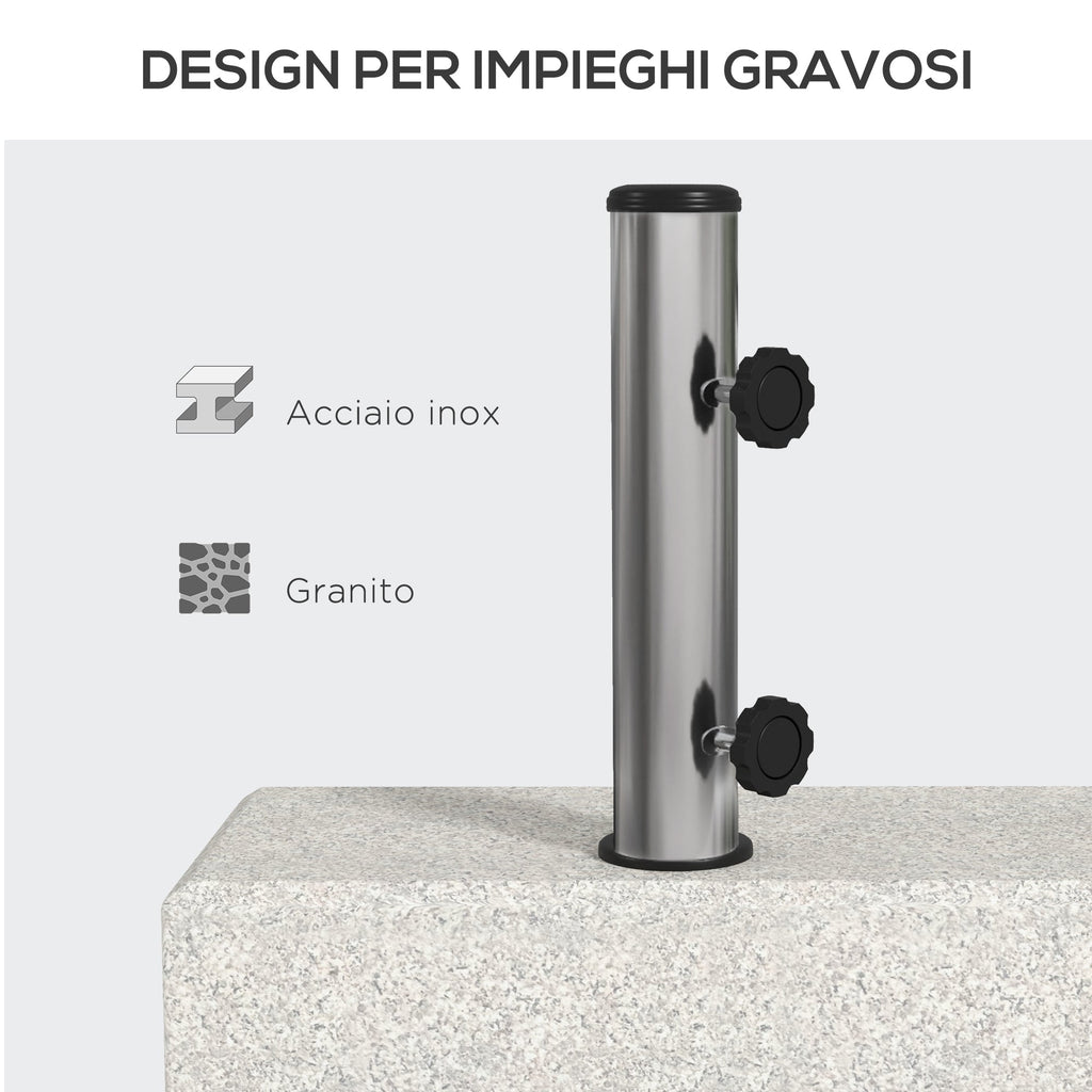 EasyComfort parasolvoet 25 kg voor palen Ø32/Ø38/Ø48 mm, graniet & RVS, 45x22.5x40 cm, grijs