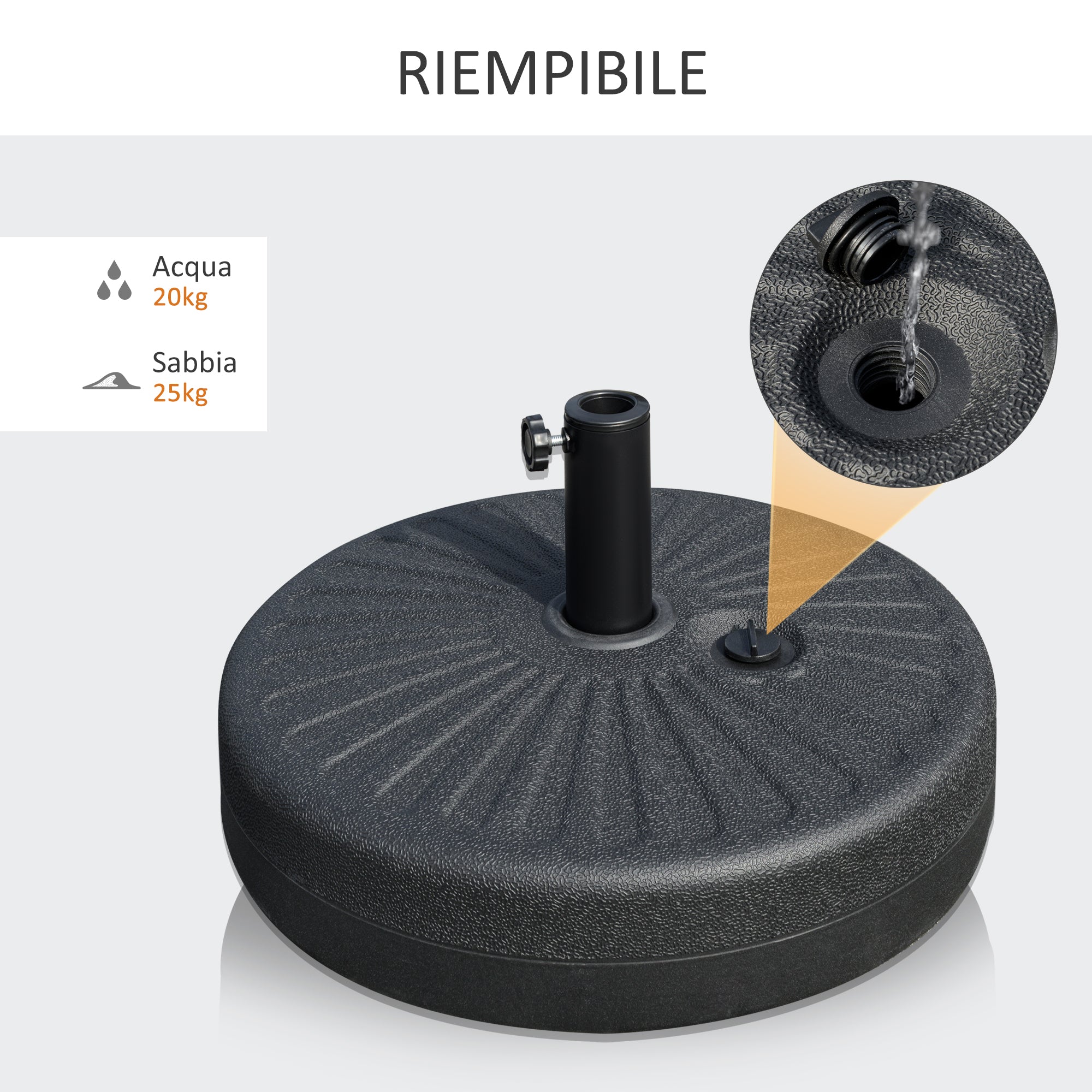 EasyComfort Base parasolvoet Φ3.8 en Φ4.8cm, HDPE zwart