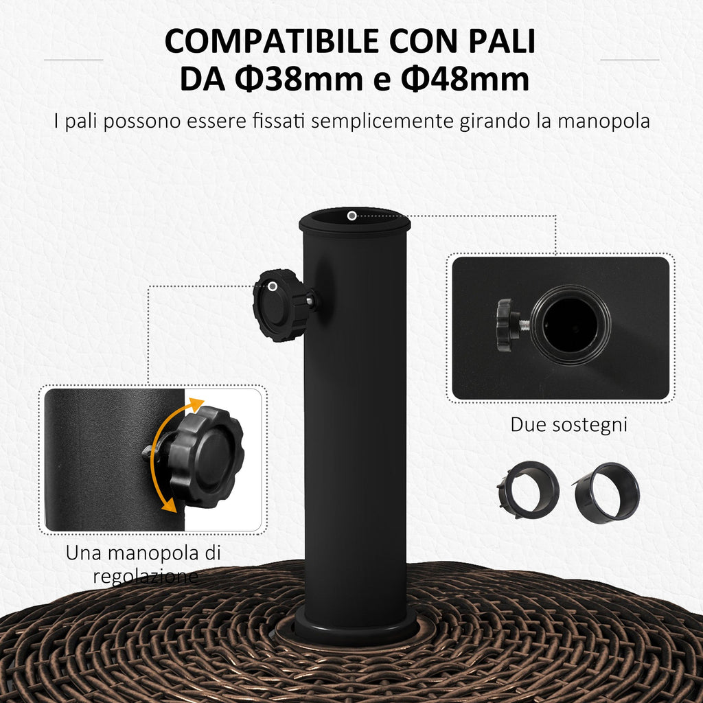 EasyComfort Base per Ombrellone da Giardino Rotonda a 4 Ruote with Freni, in Acciaio e Resina, Ø52x41 cm, Bronzo e black