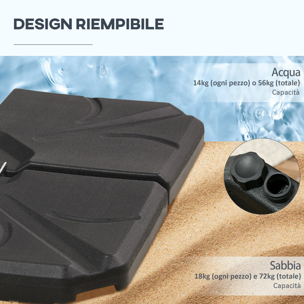EasyComfort Base 4-delig parasolvoet HDPE, 103x103x8.3 cm (18kg per sect.)