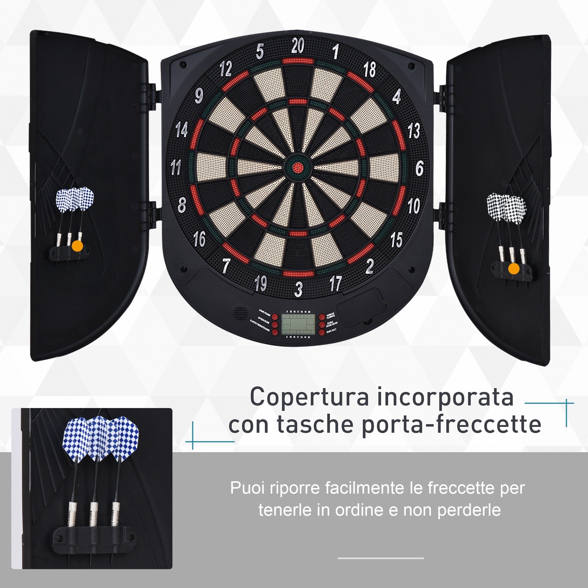 Easycomfort Bersaglio Freccette Elettronico per 8 Giocatori with 6 Freccette, Schermo LCD, 2 Porte e 26 Modalità di Gioco