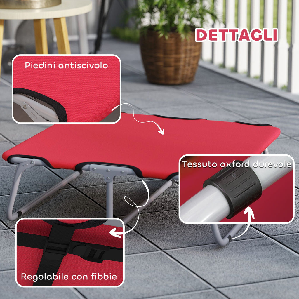 EasyComfort Brandina per Cani Piccoli Pieghevole per Interno ed Esterno, Metallo e Tessuto Oxford, 71x58x20 cm, Rosso