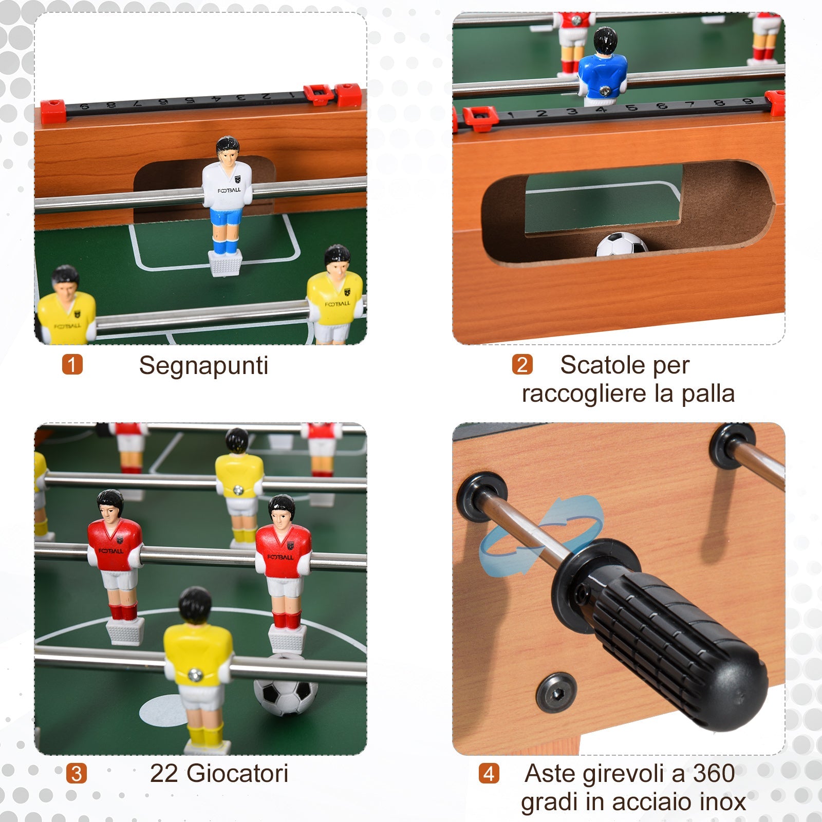 EasyComfort tafelvoetbal met 22 spelers 84.5 x 40 x 61.2 cm