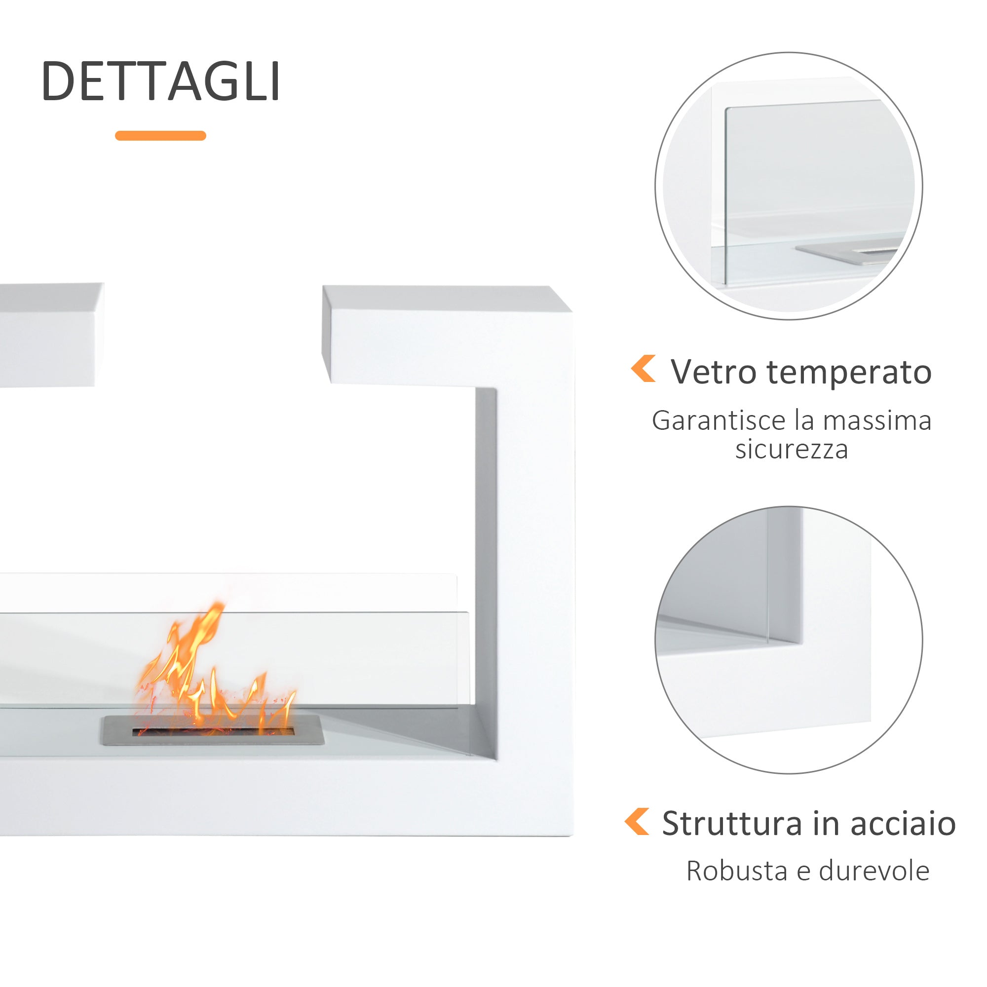 EasyComfort Caminetto tafel bio-ethanolhaard 2000W, 78 x 25 x 58 cm