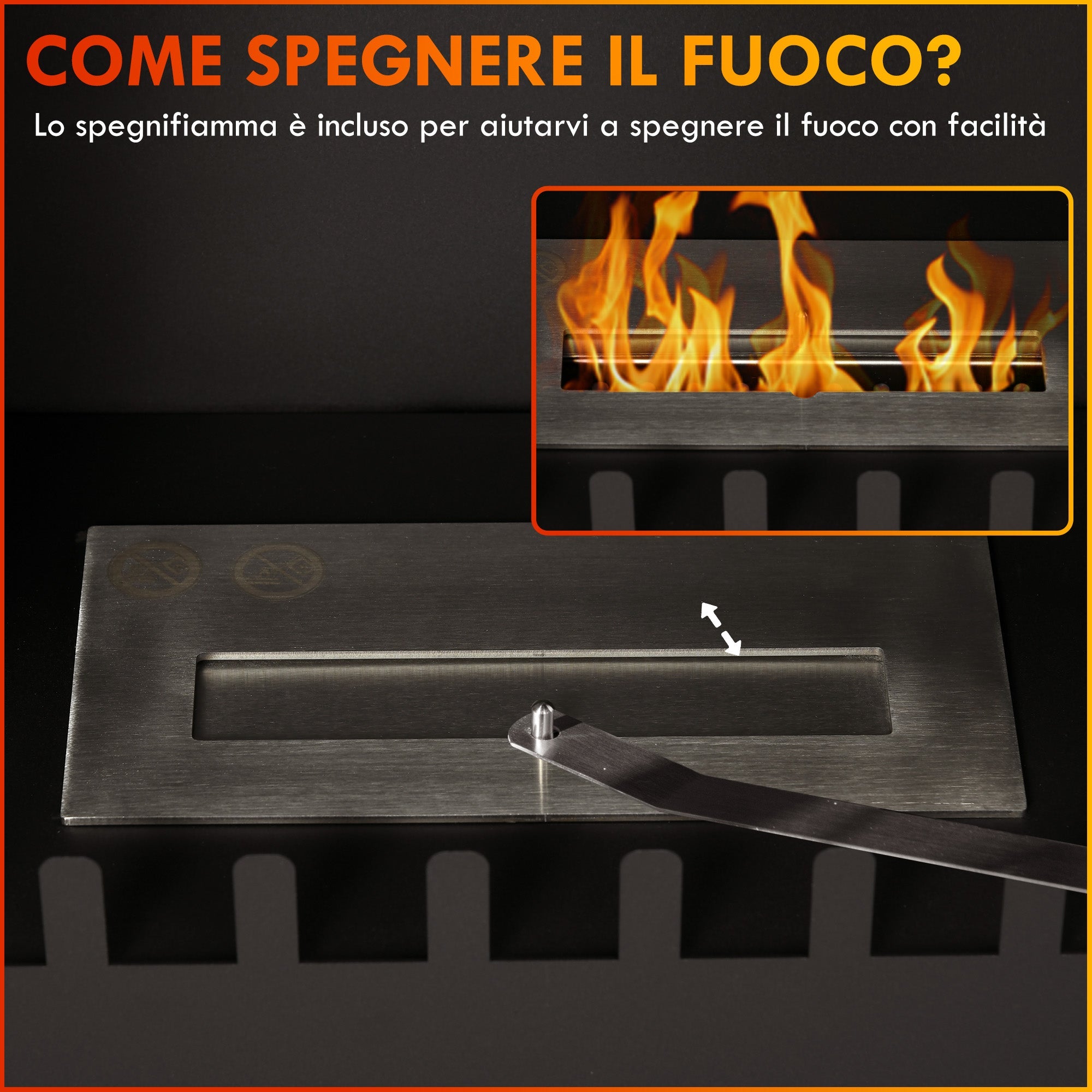 EasyComfort Camino a Bioetanolo in Acciaio Inox with Bruciatore da 0.9L per 3 Ore di Durata, 55x31x55cm, black