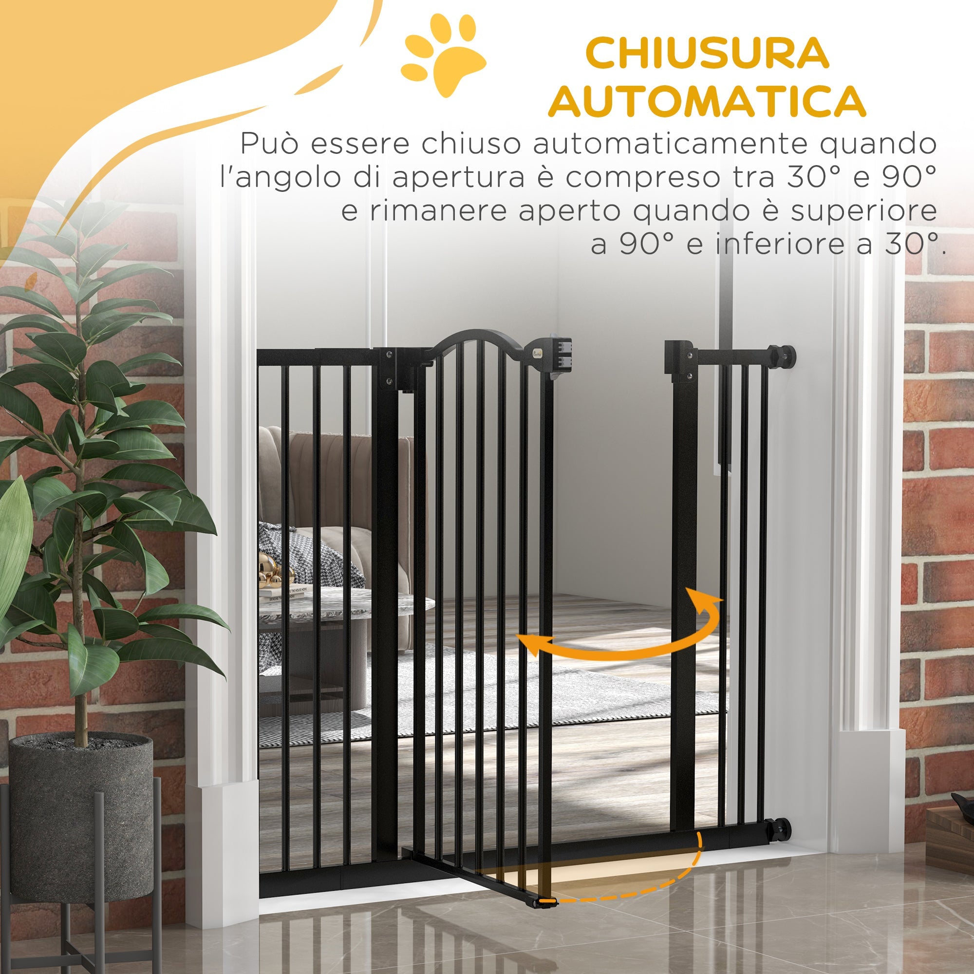 EasyComfort Cancelletto per Cani Estensibile con 4 Viti Regolabili, in Metallo e Plastica, 74-100x78 cm, Nero