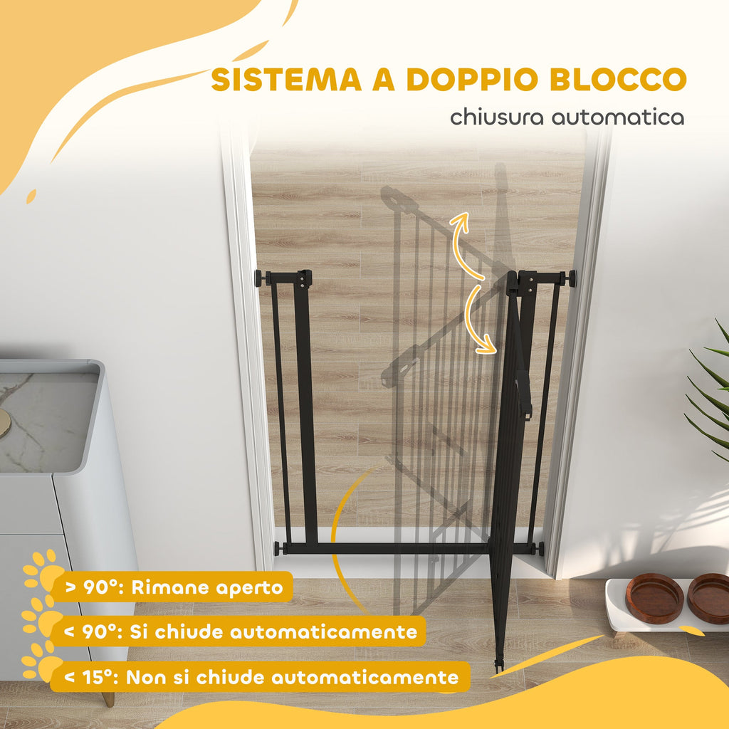 EasyComfort Cancellino per Cani Regolabile Alto con Porta Piccola e Chiusura Automatica, 74-80x104cm, Nero
