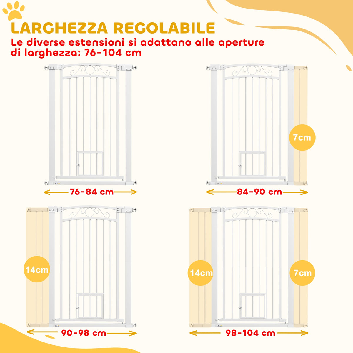 EasyComfort Cancellino per Cani - Verstelbaar hondenhekje 76-104 x 106 cm, wit