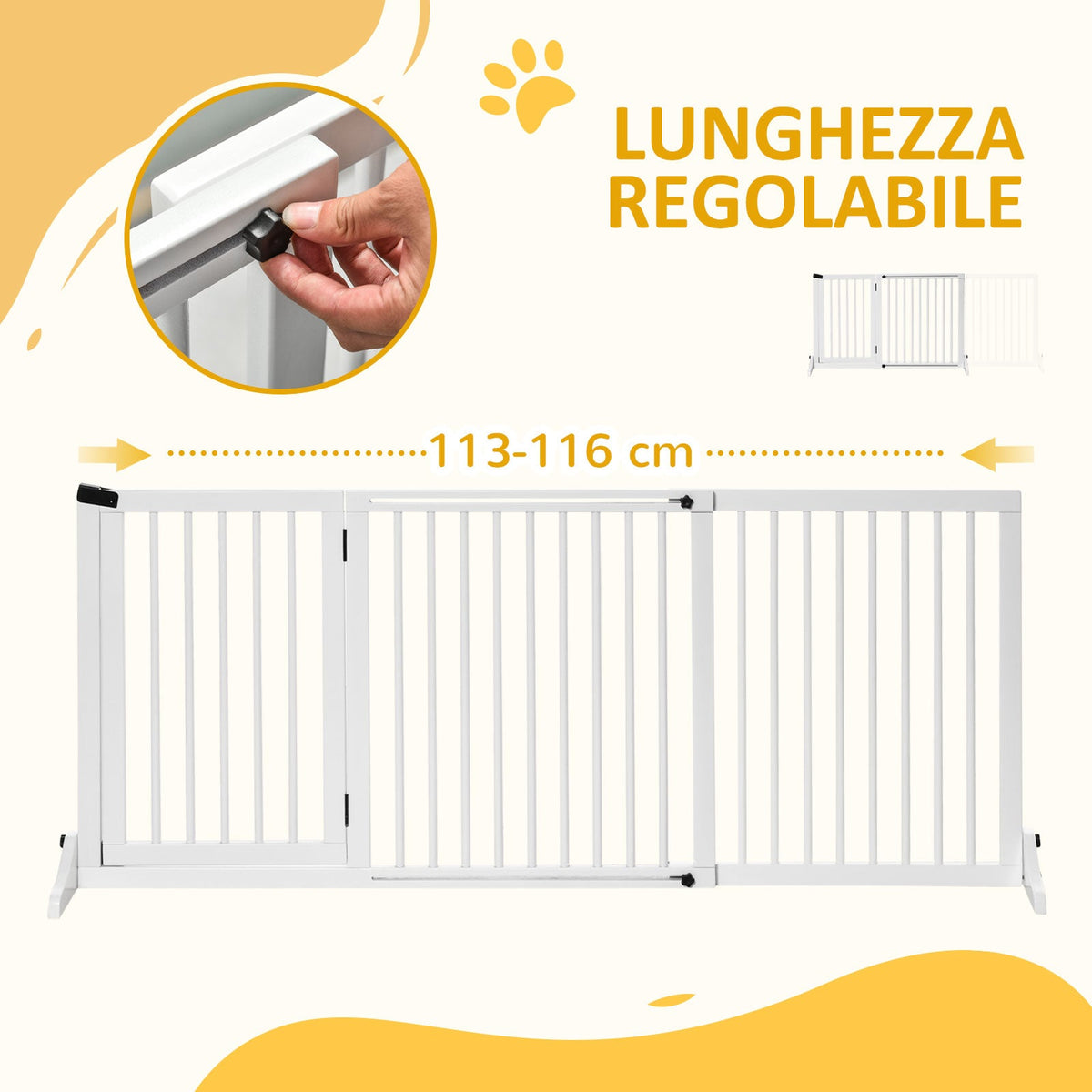 EasyComfort Hondenhek 3-panelen verstelbaar 113-166x36x71 cm, wit