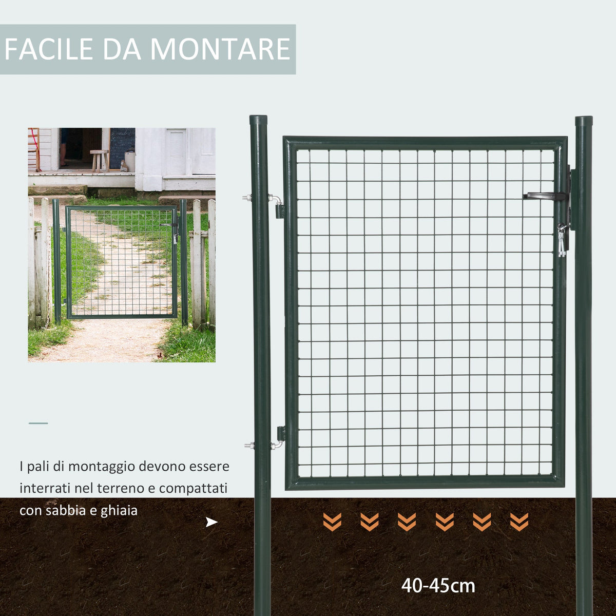 EasyComfort Tuinpoort 97x150 cm met slot en 3 sleutels, groen