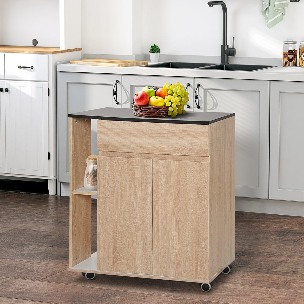 Easycomfort Carrello da Cucina with Ruote, Carrello Cucina with Cassetti Armadietto in Legno Truciolato 78x39.5x88.5cm