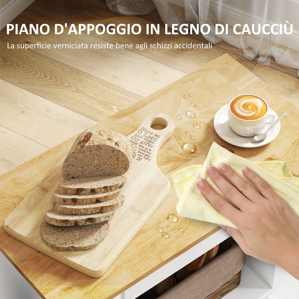EasyComfort Carrello da Cucina with Ruote, Ripiani, Armadietto e Portabottiglie, 83x40x83 cm, Rovere
