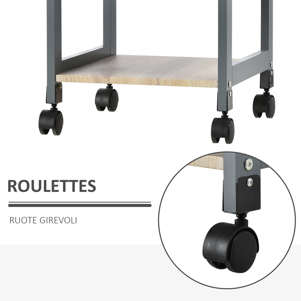 Easycomfort Carrello da Cucina Portavivande with Cassetto, 2 Ripiani e Vassoio Estraibile, 37x37x76cm, Grigio