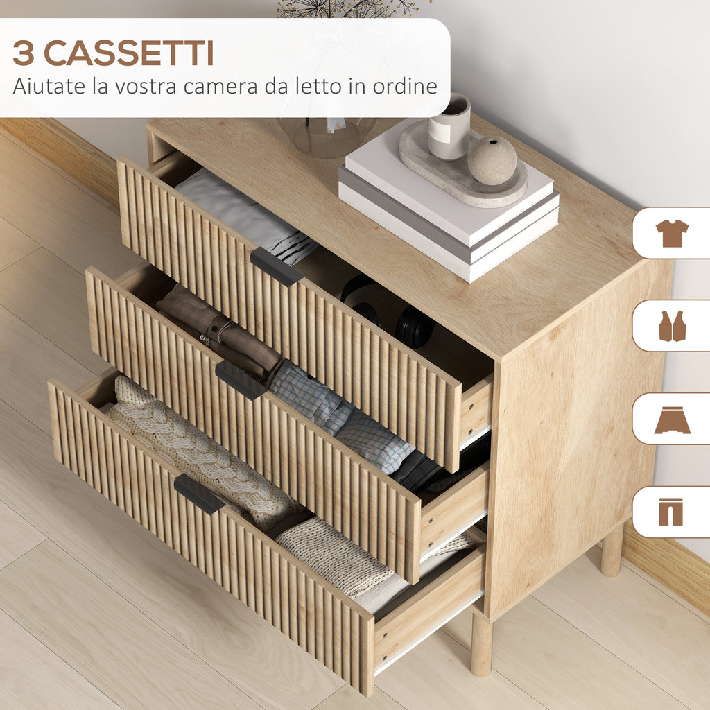 EasyComfort 3-laden ladekast 80 x 40 x 77.5 cm - Eik