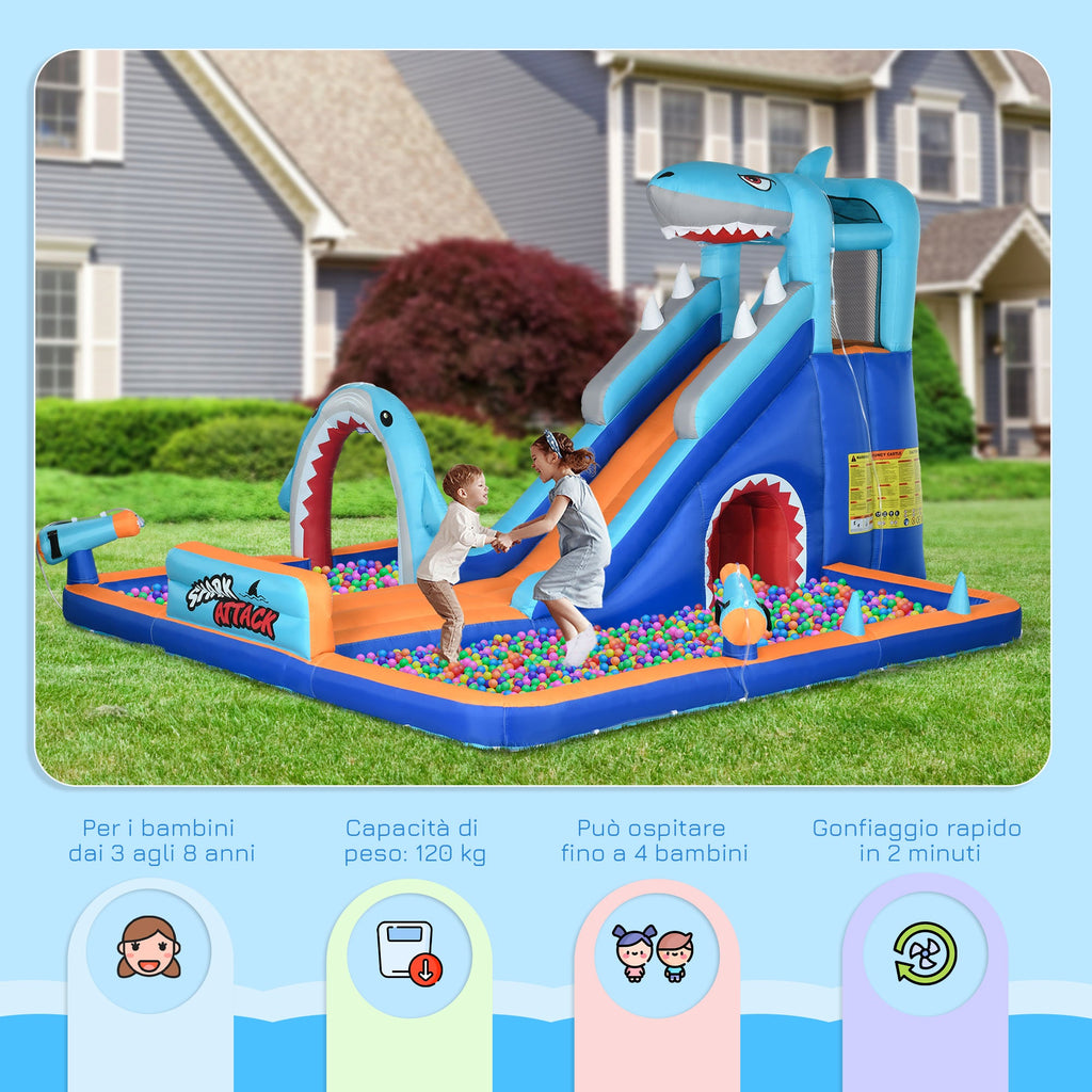 EasyComfort Opblaasbaar speelkasteel 3–8 jaar met glijbaan, zwembad en klimwand