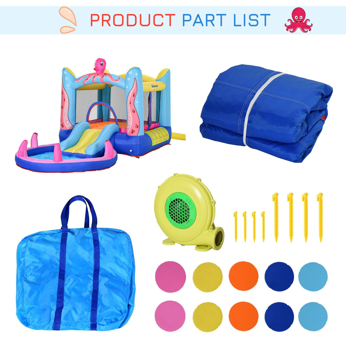 EasyComfort Opblaasbaar kasteel met glijbaan en zwembad (3 kinderen)