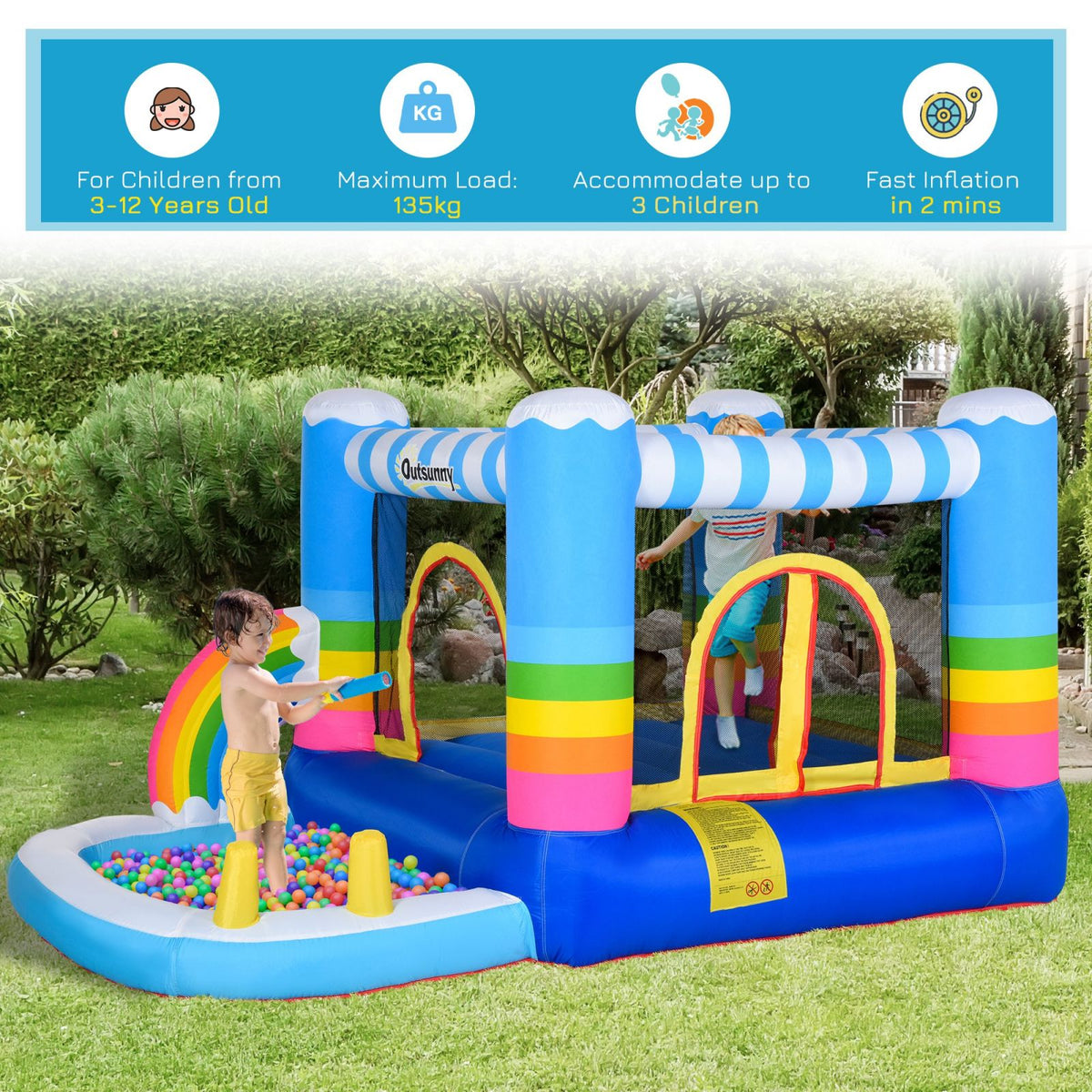 EasyComfort springkussen met trampoline en zwembad (incl. pomp)