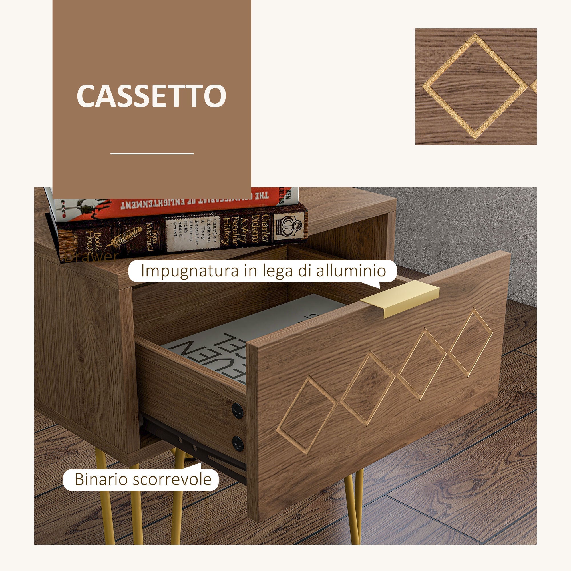 EasyComfort set van 2 nachtkastjes met lade 39.5x41x49 cm bruin