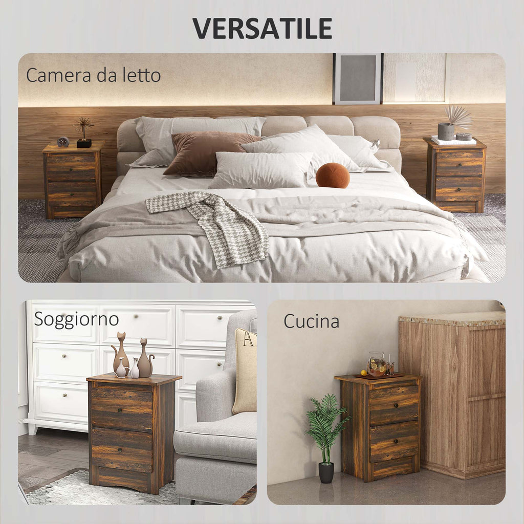 EasyComfort Comodino nachtkastje 2 lades 40x30x56 cm